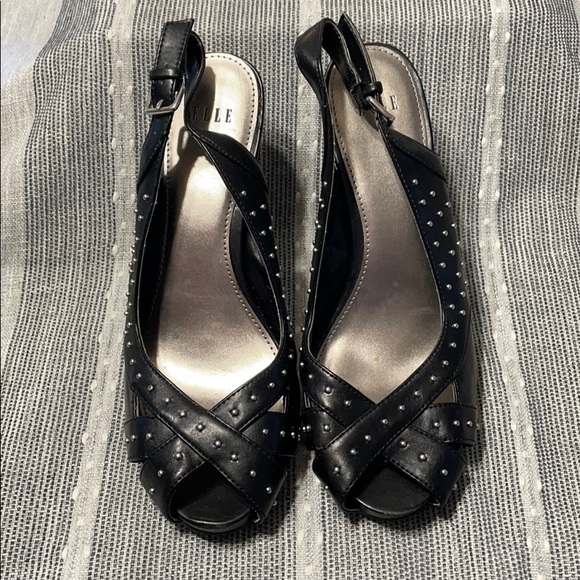 Elle peep toe low platform studded pumps - Picture 2 of 4